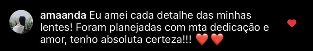 depoimento de lente de contato dental da amanda instagram